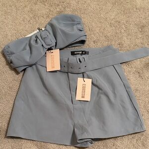 Missguided Women's High Waist Blue Shorts NWT SET